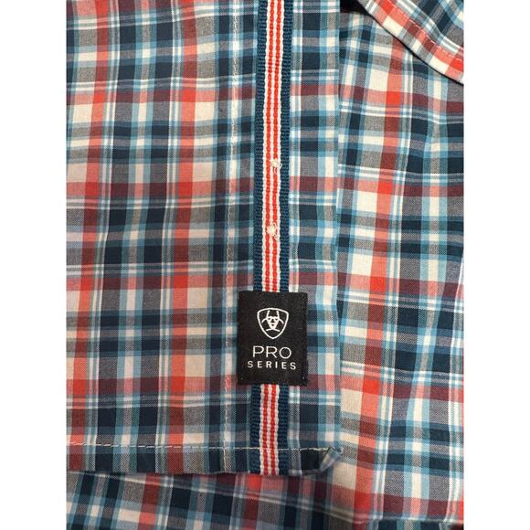 Ariat Pro Series Shirt Mens Large Blue Plaid Western Casual Outdoor Cowboy Aztec - Picture 10 of 12